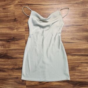 NWT Urban Outfitters Olive Mallory Cowl Slip Neck Satin Dress Size Small